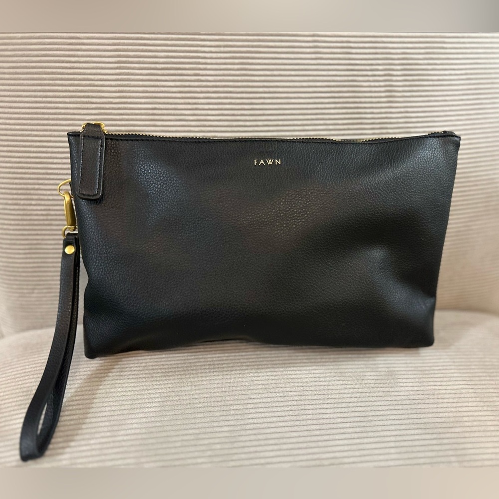 Fawn Design Changing Clutch in black vegan leather